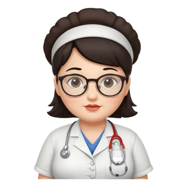 Chubby nurse with dark hair and glasses sticker