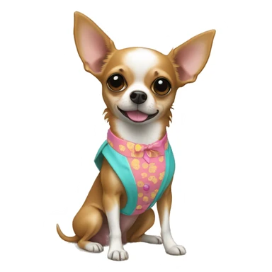Chihuahua hembra de color caramelo en la playa y con traje de baño sticker