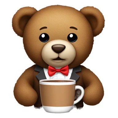 Teddy bear with a bow tie holding hot chocolate sticker