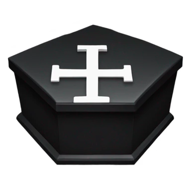 a black coffin with a cross sticker