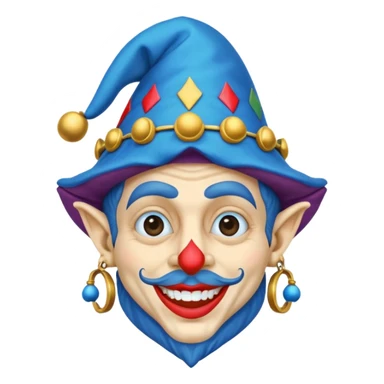 crazy funny colorful human jolly joker, medieval, vintage, court jester, mac os icon, blue color sticker