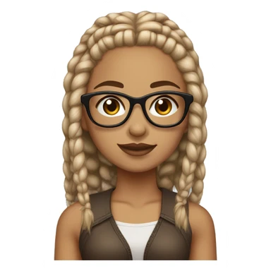 lightskin girl with dirty blonde small box braids and brown glasses sticker