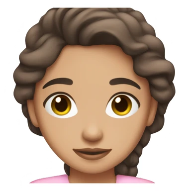 hispanic pretty girl with brown hair and light  pale skin in pink shirt coquette aesthetic  sticker