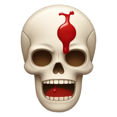 Skull with straight face with ketchup  sticker