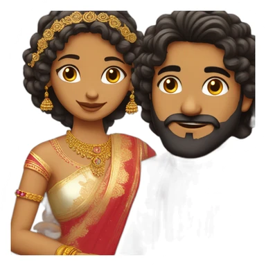 indian girl with curly hair marrying indian guy with straight hair and beard sticker