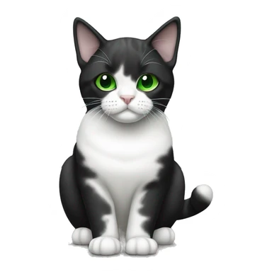 A black and white fold-eared Scottish cat with green eyes sticker
