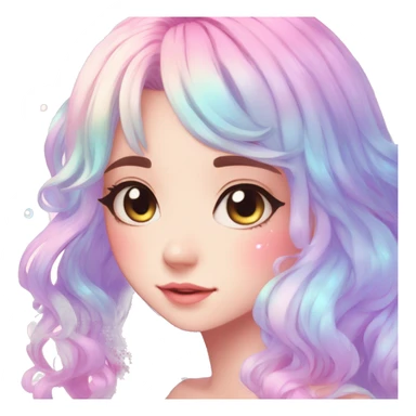 Gorgeous Beautiful Blushing Petite Colorful-Shiny-Pastel-Fairy-Anime-Girl with beautiful gradient pastel hair aesthetic sticker