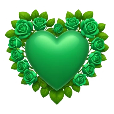 Green Heart with green roses  sticker