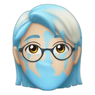 a friendly person, set front-facing and center, transparent background. Approachability, easy-going, gentle, versatile, wide age range, subtly feminine. blue hair sticker