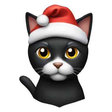 Black cat wearing Santa hat sticker
