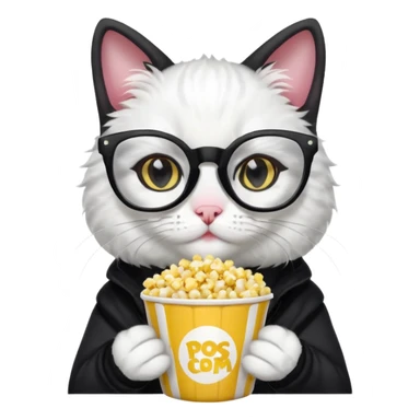 white and balck cat with with rapper popcorn with opticals sticker