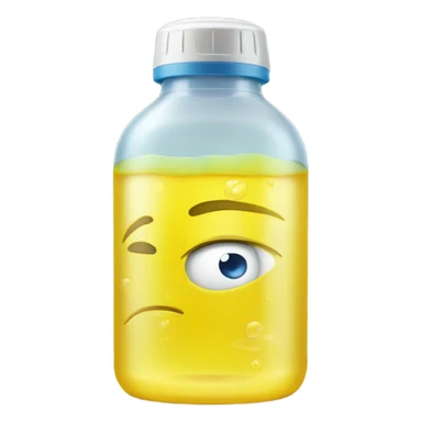 Yellow liquid in water bottle  sticker