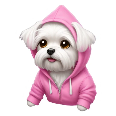 Maltese wearing pink hoodie  sticker