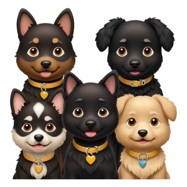 Four Dogs selling a black dog with a collar sticker