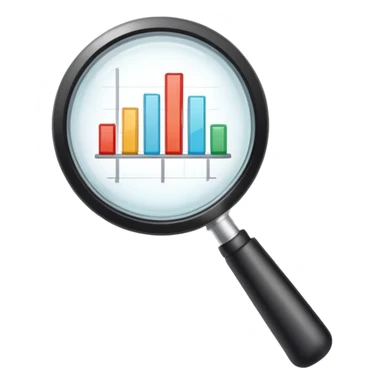magnifying glass with a growing bar chart inside sticker