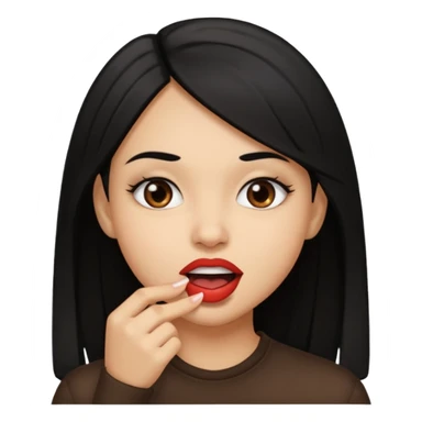 Brown light skin girl straight black hair biting her lips like this 🫦 sticker