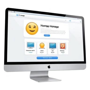 Computer displaying a website homepage sticker