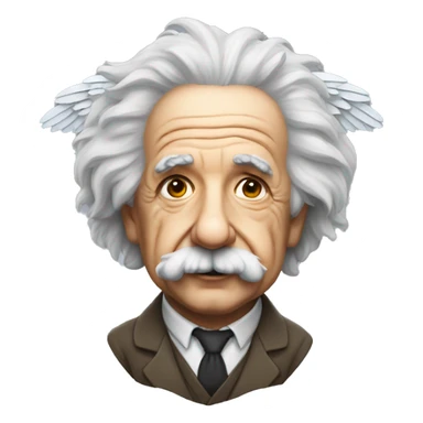 Albert Einstein with a pair of wings on his back sticker