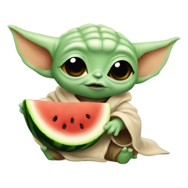 Baby yoda eating a watermelon  sticker