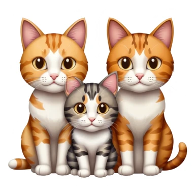 three cats consisting of 2 tabby cats and 1 calico cat  sticker