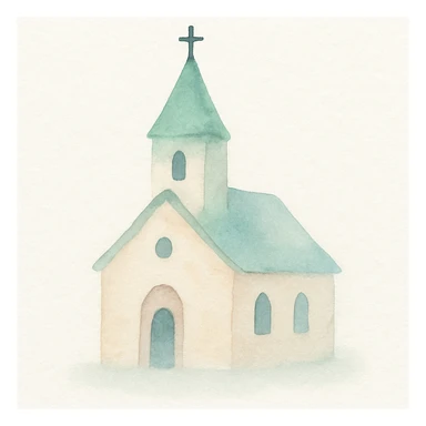 church icon, watercolor art style sticker
