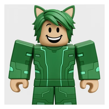 Edit the character in the reference image to have a happy expression, keeping the original Roblox style, outfit, and face color exactly as in the reference image. sticker