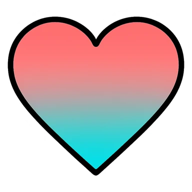 gradient heart icon with clean lines, modern icon style, coral and turquoise gradient, no text sticker