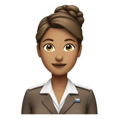 Tan brown skin flight attendant with brown hair in a bun sticker