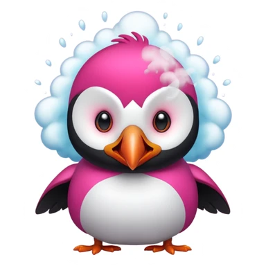 pink puffin angry steam sticker