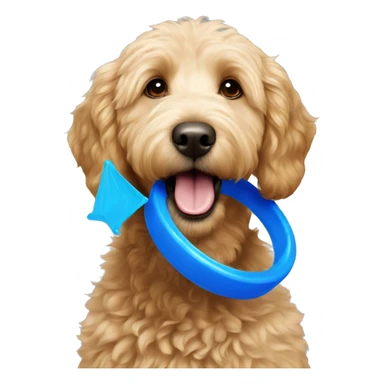 blonde golden doodle with blue frisbee in his mouth sticker