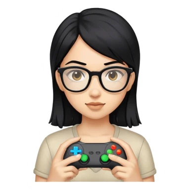 gamer, black hair girl with glasses sticker