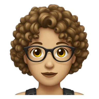Girl with glasses green eyes and brown curly hair fringe sticker