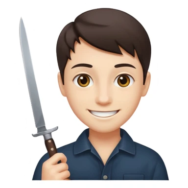 Smiling, holding a knife, emoji  sticker