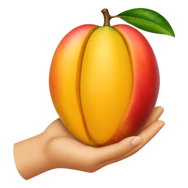 white hand hanging a mango like a cup sticker