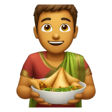 indian eating samosa sticker