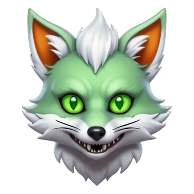 zombie fox portrait, head and shoulders only, torn tail fur visible, sinister grin, glowing toxic eyes, spooky fantasy style, 3D cartoon, mobile game icon style, clean background, no text, no watermark
 sticker