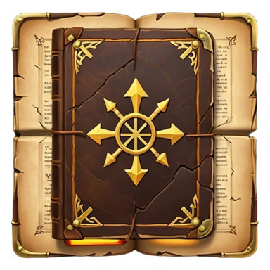 Spell Book – Old leather book with glowing runes and bookmarks sticker