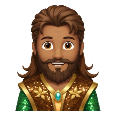 Pan, God of Nature from Gods and Goddesses with long brown hair and beard, brown sequin outfit sticker