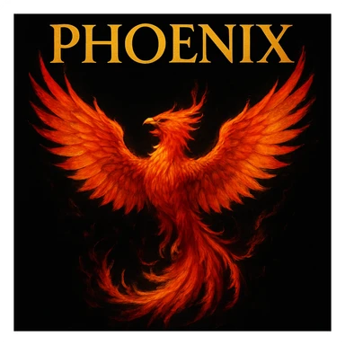 make image of phoenix with title, black background sticker