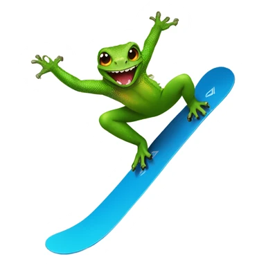 Lizard doing a backflip on a snowboard sticker