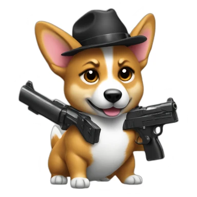 gangster corgy with a gun sticker