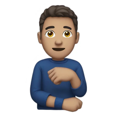 guy with a dark blue sweater and a cast on his broken left hand sticker