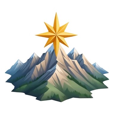 simple eight-pointed star with wide points, with only a basic mountain silhouette on it sticker