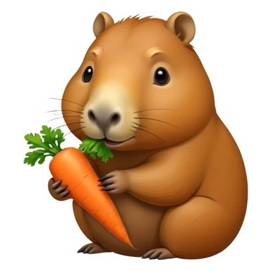 Capybara eating a carrot sticker