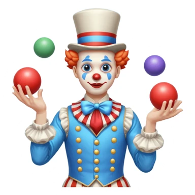 circus juggler clown juggling balls white and blue sticker