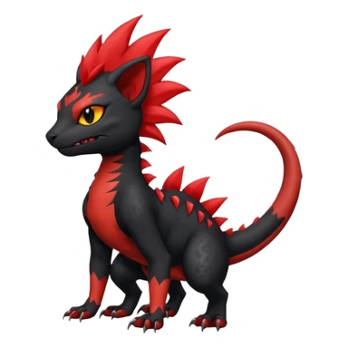 Shiny badass Fiery gothic evil black and red salandit-Liten-torracat with a red Mohawk  sticker