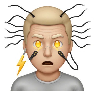Electric shock emoji man with LAN wire in nose sticker