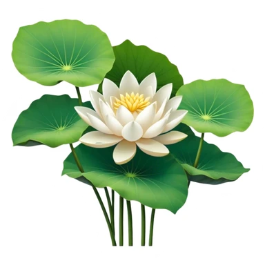 bouquet white Nymphaea lotus,stem, Nymphaea Lotus leaf sticker