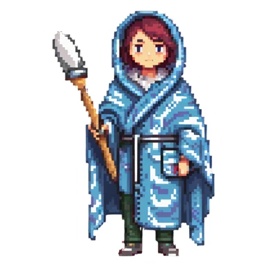 sick artist wrapped in a blanket holding a paintbrush sticker