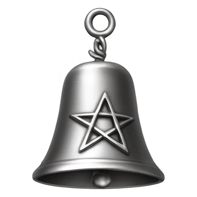 Silver hand bell with a pentagram on it   sticker